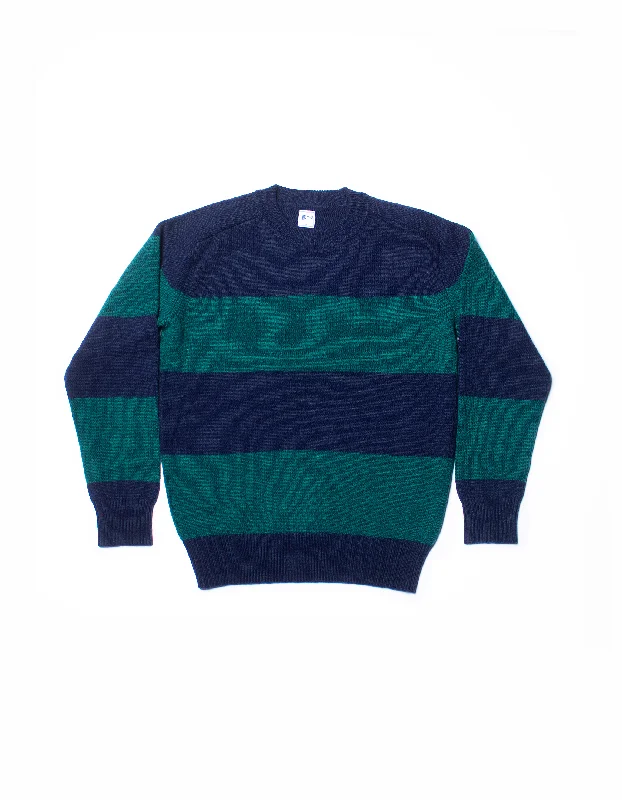 - Pet stroller can be taken on the planeRUGBY STRIPE CREW NECK SWEATER - GREEN/NAVY