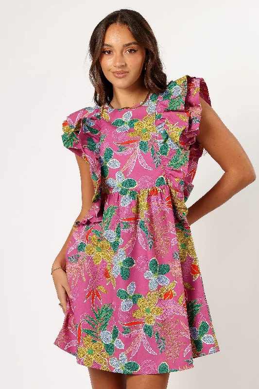 - Postoperative pet anti-licking Elizabethan collarOdin Ruffle Mini Dress - Pearly Purple