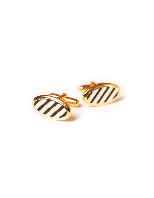 - ​​Christmas pet Christmas clothingOVAL INLAY CUFFLINKS - BLACK/WHITE