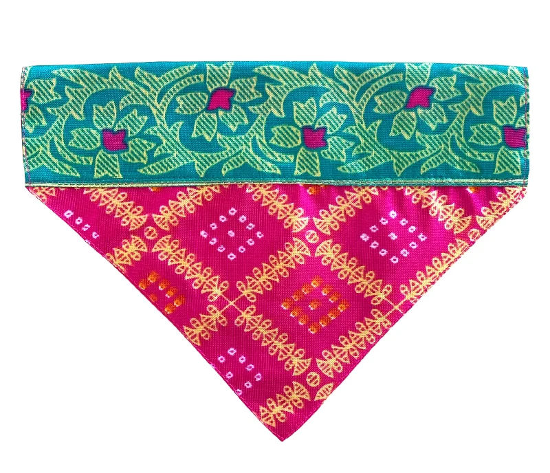 ---For The Fur Kids Traditional Dog Bandana for Rakhi, Navratri and Diwali (Pink)