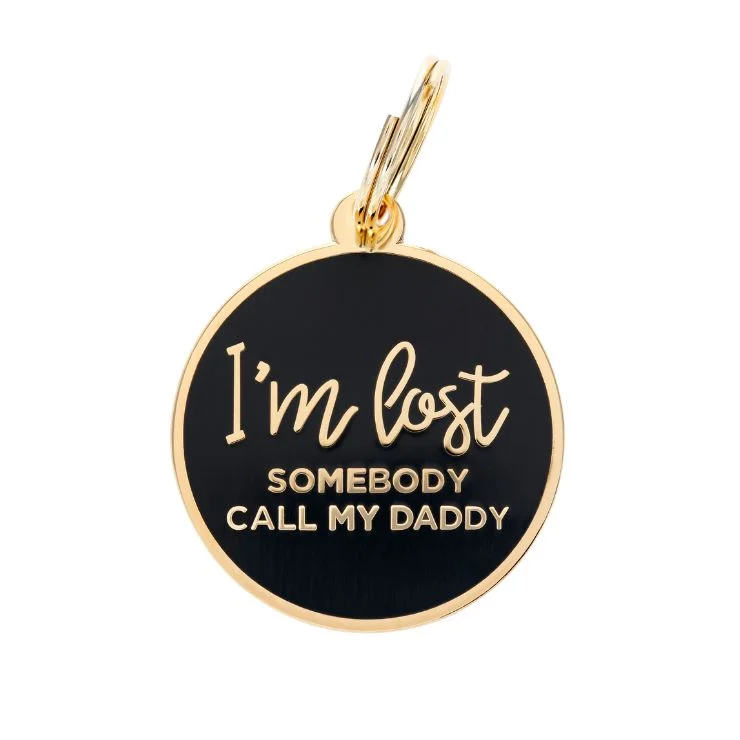 - Pet fence foldable indoorI'm Lost - Daddy - Gold & Navy - Pet ID Tag