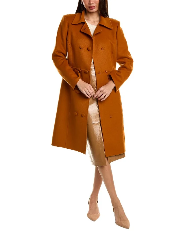 Oscar de la Renta Silk-Trim Wool & Cashmere-Blend Coat