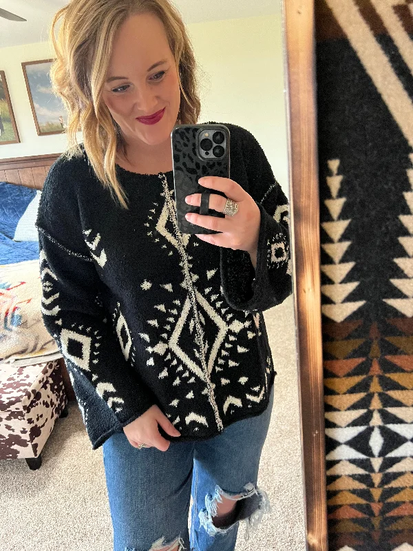 Black Aztec Sweater