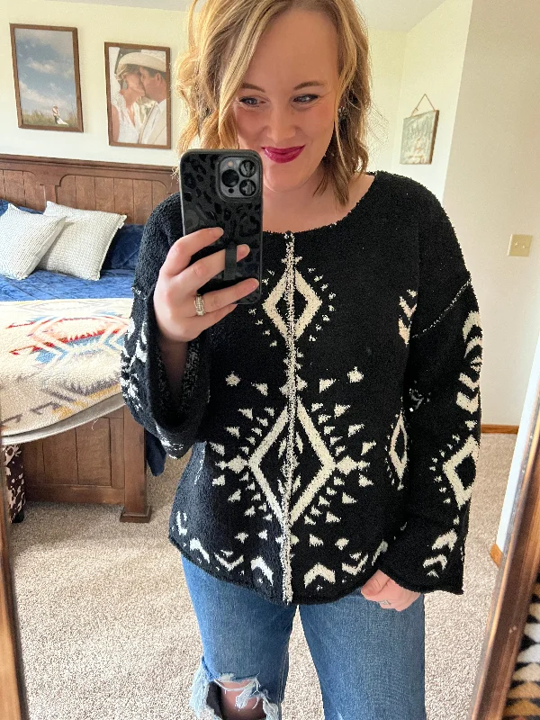 Black Aztec Sweater