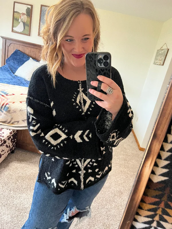 Black Aztec Sweater