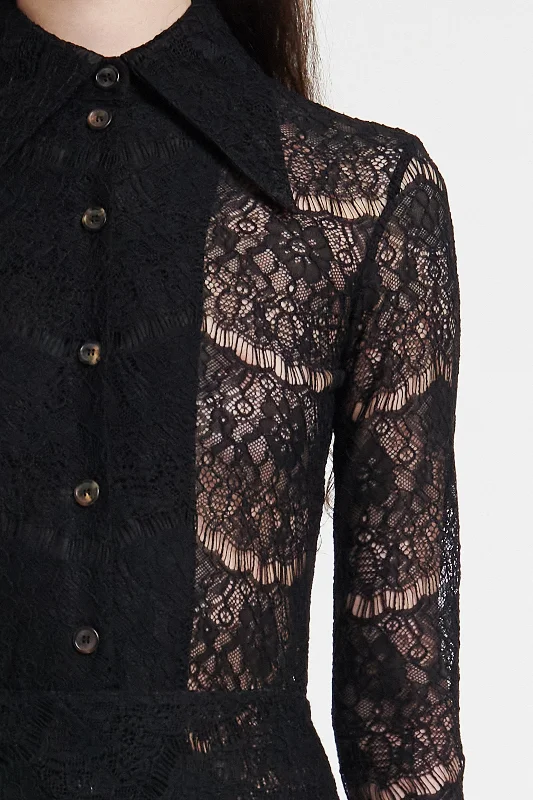 Fitted Lace Shirt Black