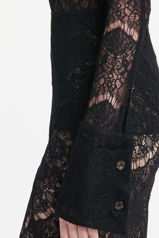 Fitted Lace Shirt Black