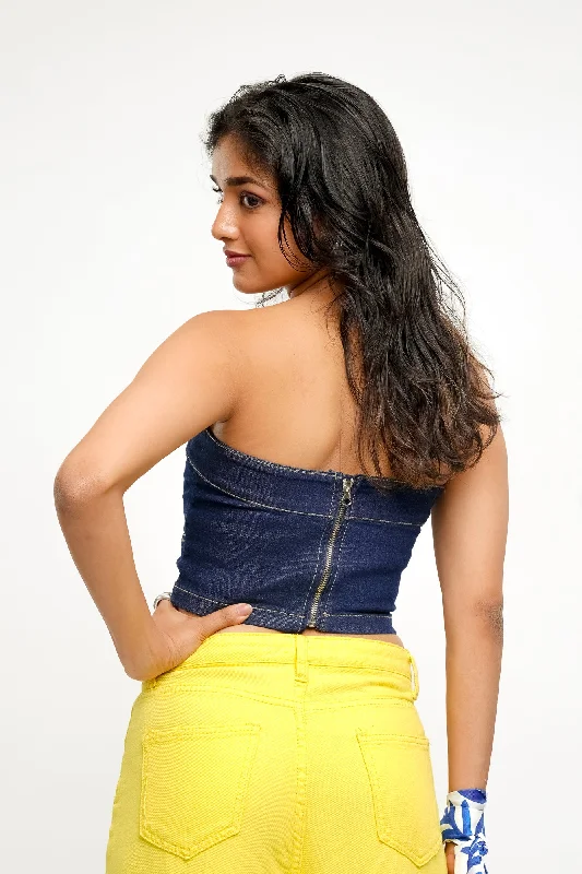 Peek-A-Boo Indigo Denim Top