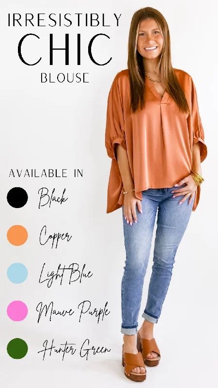 Irresistibly Chic Half Sleeve Oversized Blouse in Copper