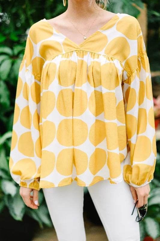 On My Mind Mustard Yellow Abstract Blouse