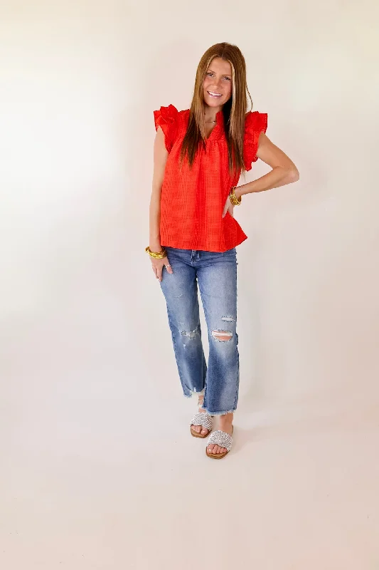 Perfectly Fabulous Ruffle Cap Sleeve Top in Red