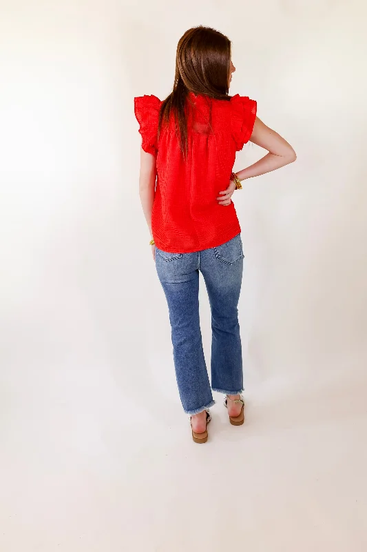 Perfectly Fabulous Ruffle Cap Sleeve Top in Red