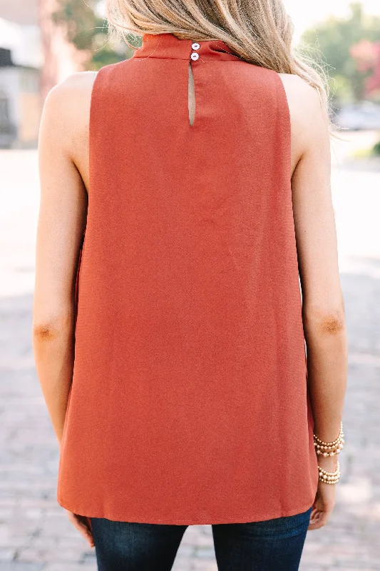 Tell Your Story Rust Orange Cowl Neck Tank