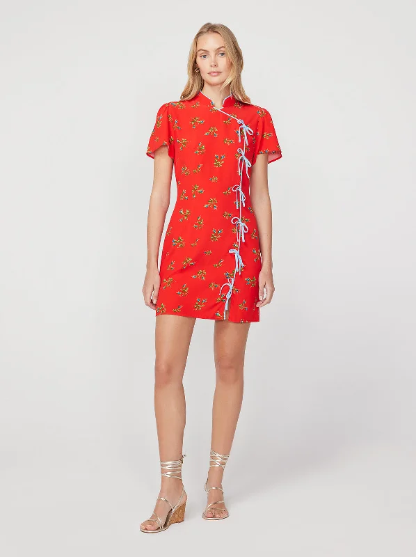 Harlow Red Rosebud Mini Dress