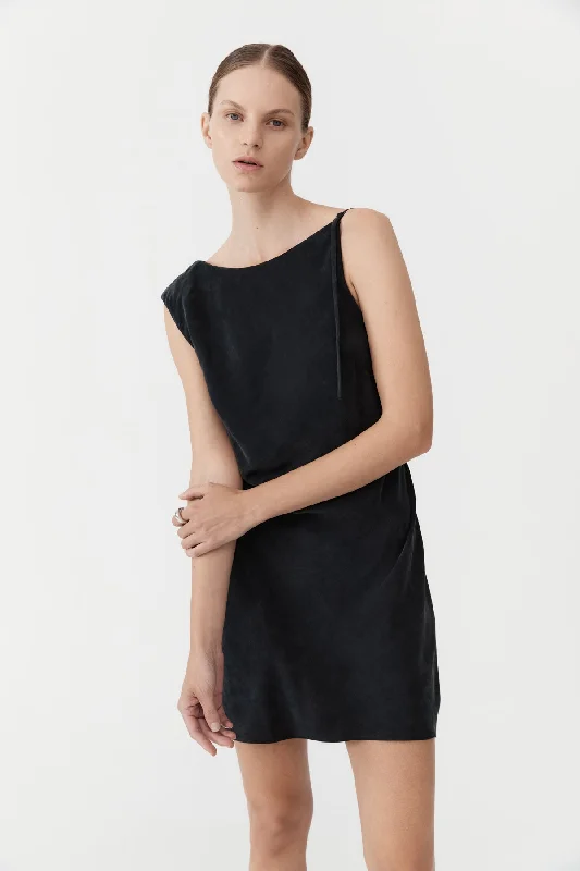 Sophia Drape Mini Dress - Washed Black