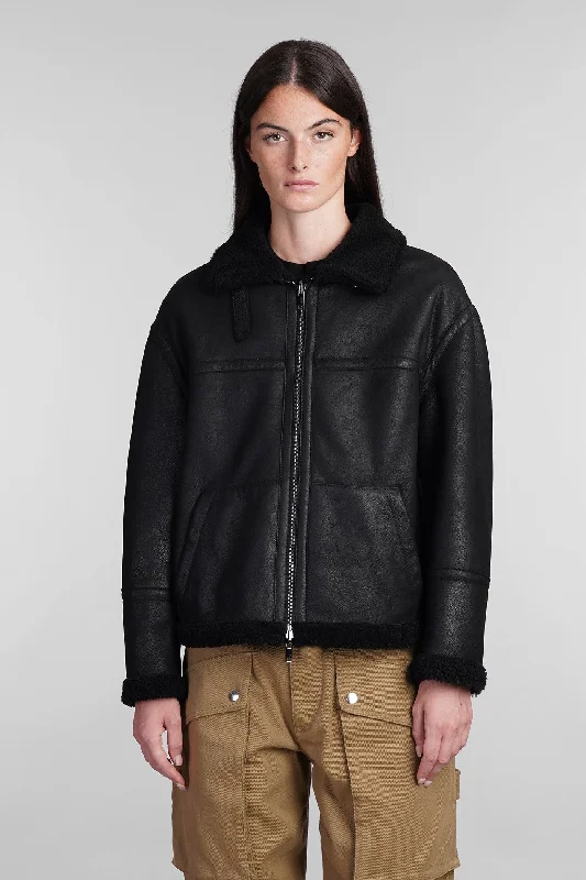 Shearling in black leather