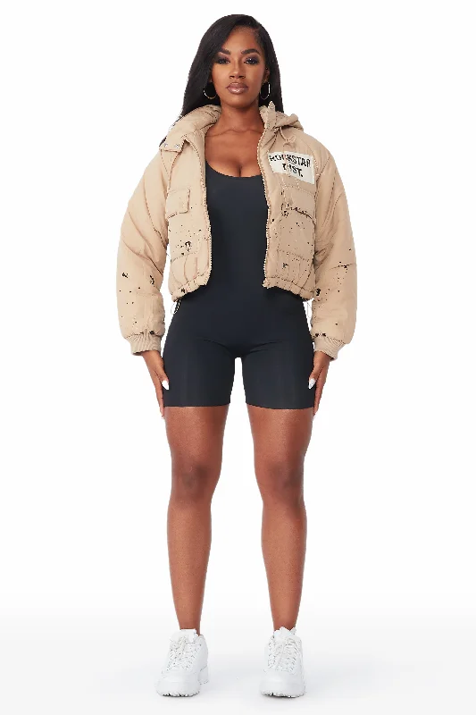 Zayla Tan Art Dist. Puffer Jacket